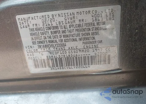 2020 Nissan Sentra Sv Xtronic Cvt from USA, damaged, VIN 3N1AB8CV6LY220664